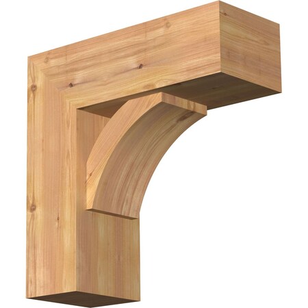 Ekena Millwork Thorton Block Smooth Bracket w/ Offset Brace, Western Red Cedar, 7 1/2"W x 20"D x 20"H BKT0806X20X20THR05SWR